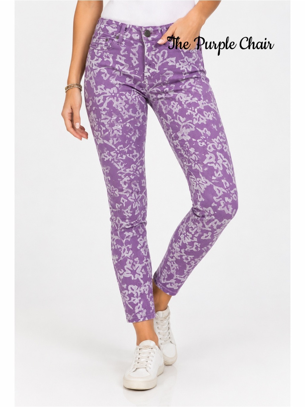 DVF X CURRENT ELLIOTT Lilac Printed The Classic Skinny Jeans 26